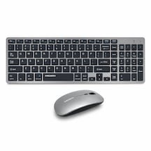 Microcase Bluetooth Ve 2.4g Şarj Edilebilir İnce Tasarım Kablosuz Klavye Mouse Seti + Silikon Klavye Koruması Al5724 Optik