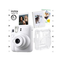 Fujifilm Instax Mini 12 Fotoğraf Makinesi + 20'li Film Mini Albüm + Şeffaf Kılıf Seti Beyaz