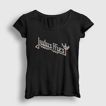 Presmono Kadın Logo V2 Judas Priest T-shirt Siyah