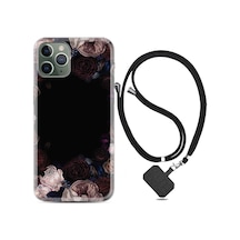 Apple Uyumlu iPhone 13 Pro Kılıf Boyun Askılı Dark Flowers 1906