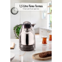 1.5 Lt Isı Yalıtımlı Çay Ve Soğuk Su Termosu Füme 12 Saat Sıcak Tutar& İçi Camdır Diğer