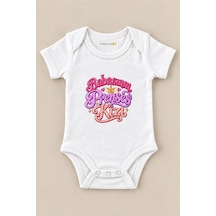 Babylimon Babasının Prenses Kızı Beyaz Kısa Kollu Çıtçıtlı Bebek Zıbını Beyaz - 930083892 Beyaz