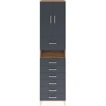 Hyperion Dolap 2 Raflı 7 Çekmeceli 2 Kapaklı 60x44x243 Çam-antrasit Atlas Çam