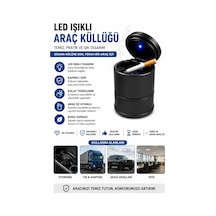 3b Trend Led Işıklı Araç Küllüğü Kapaklı Bardaklık Uyumlu Kokusuz Araç İçi Sigara Küllüğü Siyah