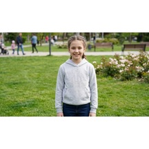 Pançiko Kız Çocuk Kapişonlu Sweat Açık Gri