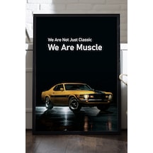 Ford Mustang Mach 1 Siyah Ahşap Çerçeveli Poster, Dekoratif Araba Duvar Tablosu