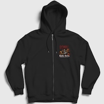 Presmono Unisex Hells Bells Demons Ac/dc Fermuarlı Kapüşonlu Sweatshirt Siyah