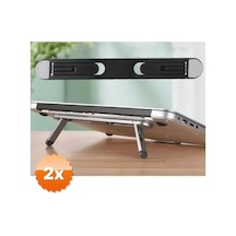 2 Adet Siyah 2 Kademeli Katlanabilir Ve Yapışkanlı Laptop Standı