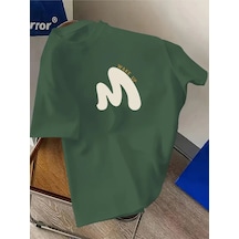 Unisex Pamuklu Wake Up Ön Baskılı Tasarım Tshirt Yeşil