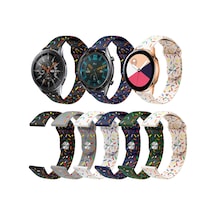 Sones Samsung Galaxy Uyumlu Watch Active 2 40mm / 44mm Spor Gökkuşağı Noktaları Silikon Toka Saat Kordonu