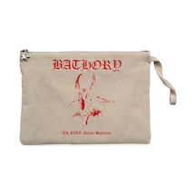 Bathory Black Metal Red Krem Clutch Cüzdan / El Çantası Krem
