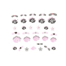 Limmy Tırnak Süsleme Sticker Nail Art Ym-136 - 6x5 Cm - Yıldız Kalp Çiçek