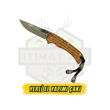 Yerli El Yapımı Kamp Çakı Ahşap Sap - Açık Uzunluk 17 Cm Kapalı 9.5 C Çok Renkli