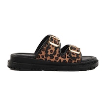 Leopar Desenli Tekstil Kadın Terlik 238051 Z Siyah