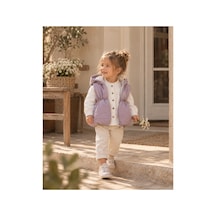 Omeca Concept Kız Çocuk Lila Kapüşonlu Şişme Yelek, Gömlek Ve Pantolon 3 Lü Takım Mor