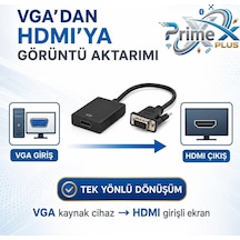 Primex Px-1250 Vga To Hdmı Full Hd Görüntü Çevirici Aparat, Analog Erkek To Hdmi Dişi Aktif Dönüştürücü, Pc Laptop Notebook Vga Çıkışından Hdmı Tv Monitör Projeksiyon Bağlantı Adaptörü