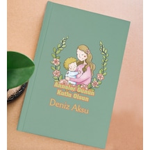 Bk Gift Kişiye Özel İsimli Dtf Anneler Günü Tasarımlı Yeşil Sert Kapaklı Defter-5, Anneye Hediye Kobitmeyencom30667 Bk Gift