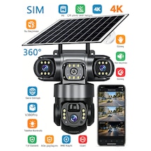 Güneş Enerjili 3 Kameralı Güvenlik 4k Mobil Uygulama İle 3 Kamerayı Kolayca Yönlendirin 3 Ptz