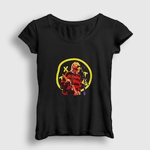 Presmono Kadın Logo Nirvana Kurt Cobain T-shirt Siyah