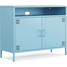 Pera Tv Ünitesi, Tv Dolabı,2 Kapaklı, Açık Raflı 100,50 X 40 X 79,50 Cm Mavi