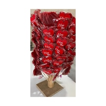 I Love You Baskılı Kalpli Sosyete Şekeri 50 Adet Lolipop 14 Şubat Sevgili Hediye