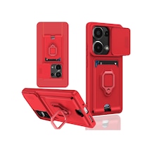 Newface - 54 - Xiaomi Redmi Note 13 Pro 4g Kılıf Zuma Kartvizitli Yüzüklü Silikon - Csmo-tex - - Kırmızı