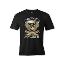 Legends Born On January 16 Siyah Erkek Tshirt