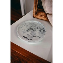 Marble Serisi Çok Amaçlı Beton Yuvarlak Sunum Tepsisi,takı Tabağı Gri
