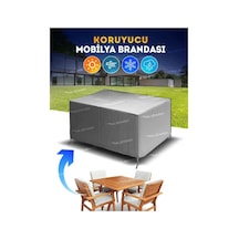 Bahçe Mobilya Koruma Masa Sandalye Kılıf Örtüsü Gri 160x100x75cm Su Geçirmez