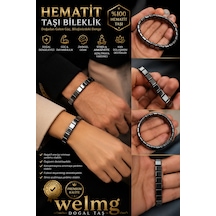 Hematit Bileklik - İnce Model - Adın Bileklik - Erkek Bileklik - Doğal Taş Bileklik Gri Gri