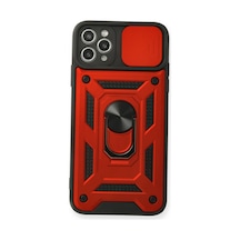 Apple iPhone Uyumlu 11 Pro Max Kılıf Pars Lens Yüzüklü Silikon - Kırmızı Bz8683140164461