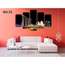 5 Parça Kent Manzaralı Mdf Tablo
