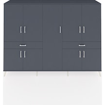 Hyperion Dolap 12 Raflı 2 Çekmeceli 8 Kapaklı 220x44x163 Antrasit Antrasit-antrasit