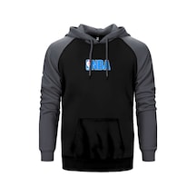 Basketlogo Gri Renk Reglan Kol Kapşonlu Sweatshirt Gri