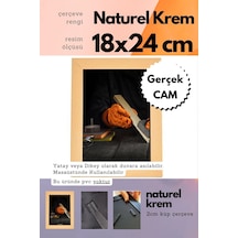 Krem-20mm Çerçeve Camlı 18x24 Cm Fotoğraf Resim Çerçevesi Ayaklı Veya Duvara Asma Yatay-dikey