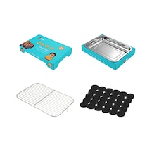 Dış Mekan Tek Kullanımlık Barbekü Sobası Kraft Kağıt + Paslanmaz Çelik Barbekü Izgarası Yıkama Gerektirmeyen Bpa Içermez Fda Sertifikası Yok - Mavi Çok Renkli