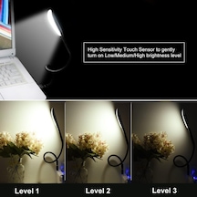 Kyrotech 3 Mod Seviyeli Dokunmatik Usb Led Masa Lambası, 14 Led Beyaz Işık, Ayarlanabilir Parla Diğer