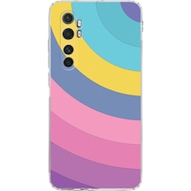 Xiaomi Mi Note 10 Lite Kamera Korumalı Kapak Renk Cümbüşü Tasarımlı Şeffaf Kılıf