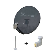 80 Cm Delikli 0,6 Mm. Gri Renk Ofset Çanak Anten +... 4'lü Lnb...+ 45 Cm Montaj Borusu