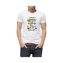 I Am Not Alcoholic Baskılı Beyaz Erkek Tshirt