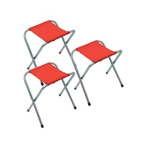Exent Katlanır Balıkçı Taburesi, Kamp Taburesi, Piknik Taburesi, Kamp Sandalyesi-kırmızı- 3 Adet Kırmızı