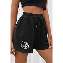 Bay Hello Kitty Baskılı Siyah Kadın Regular Fit Siyah