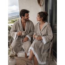 Aquatolıa Muslin Düz Desen Plaj, Sauna, Spa, Banyo Amaçlı Bornoz. Kahverengi