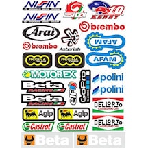 Araba, Motosiklet, Bisiklet, Kask Sponsor Sticker Seti, Çıkartma Etiketi A8032 Model Siyah