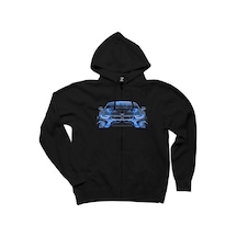 BMW i8 Front Fire Abstract Car Siyah Fermuarlı Kapşonlu Sweat Siyah