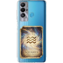 Tecno Pova Neo İle Uyumlu Burç Kartları Kova Tasarımlı Şeffaf Silikon Kılıf Şeffaf