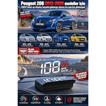 Peugeot 208 2012-2026 Modeller İçin Obd2 Head Up Display Hayalet Gösterge Ekranı Ön Cam Hız Göstergesi