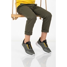 Walkway Haki Sarı Fileli Hafif Esnek Unisex Çocuk Spor Ayakkabı 9060 Motano F Haki-sarı