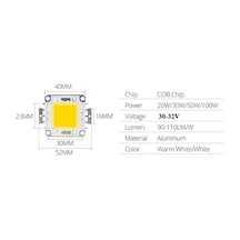 Jms Beyaz Cob Led Lamba Çipi 10w 20w 30w 50w 100w Led Cob Ampul 12v 32v Soğuk/sıcak Beyaz Spot Projektör, Güç Watt : 20, Seçenekler: 20w