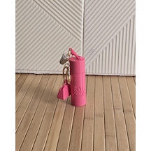 Şeytan Moda Giyer Modeli Ruj Kutusu Şeklinde Anahtarlık Charm Pembe